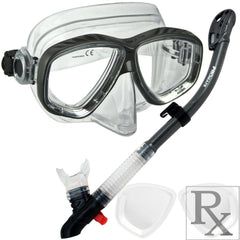Promate Pro Viewer Prescription Snorkeling Purge Mask and Ultra Dry Snorkel Combo Set - SCS0096 RX