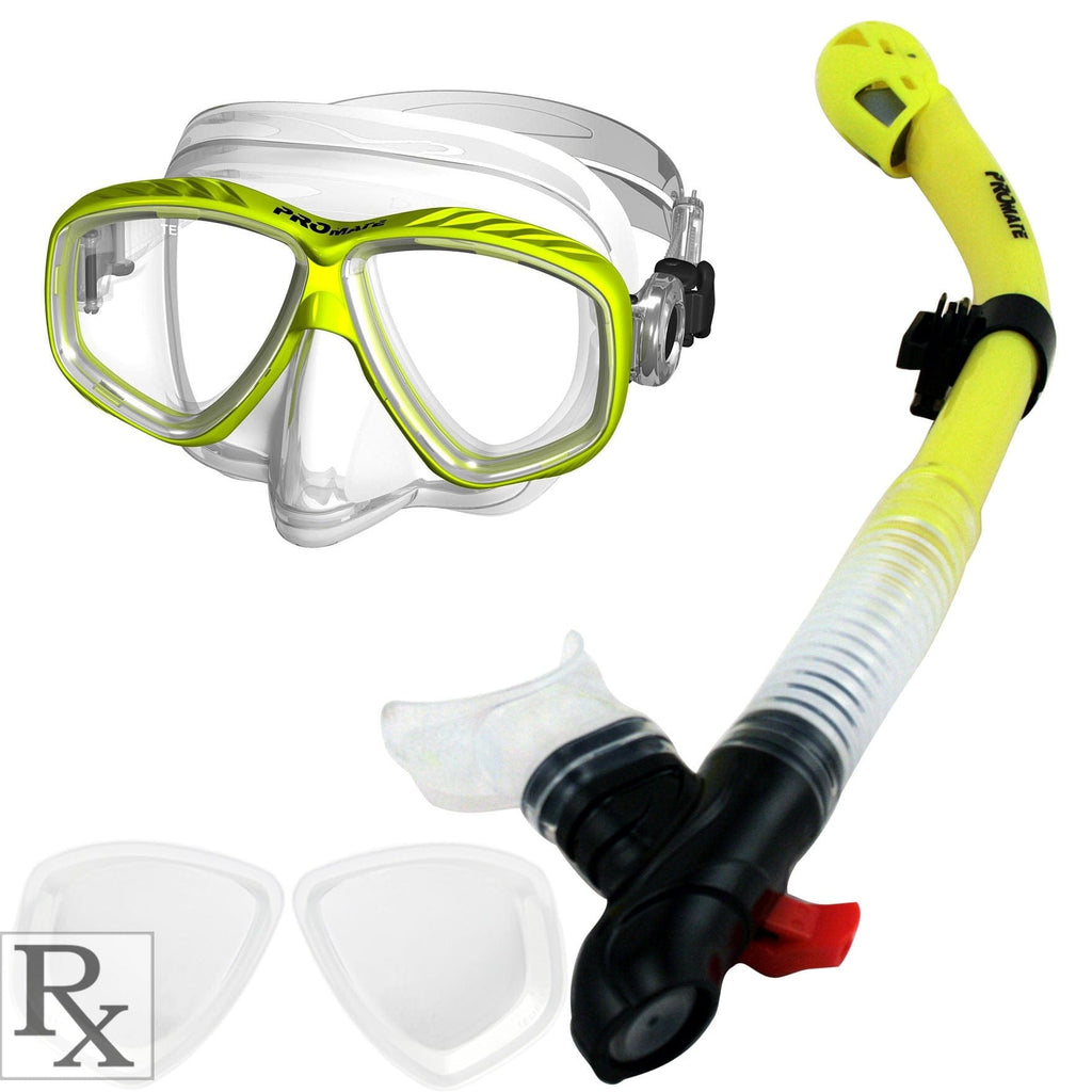 Promate Pro Viewer Prescription Snorkeling Purge Mask and Ultra Dry Snorkel Combo Set - SCS0096 RX